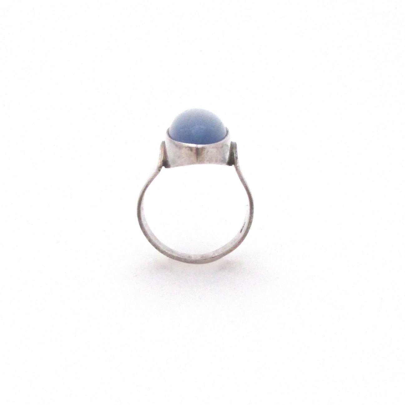 vintage silver & large chalcedony ring ~ Sweden import marks