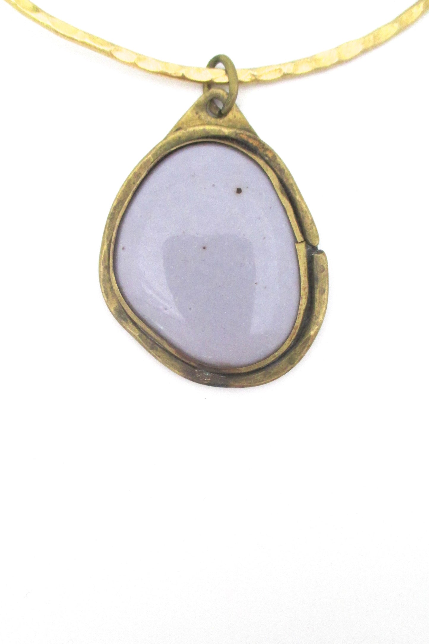 detail Rafael Alfandary Canada vintage brutalist brass rare mauve stone choker necklace