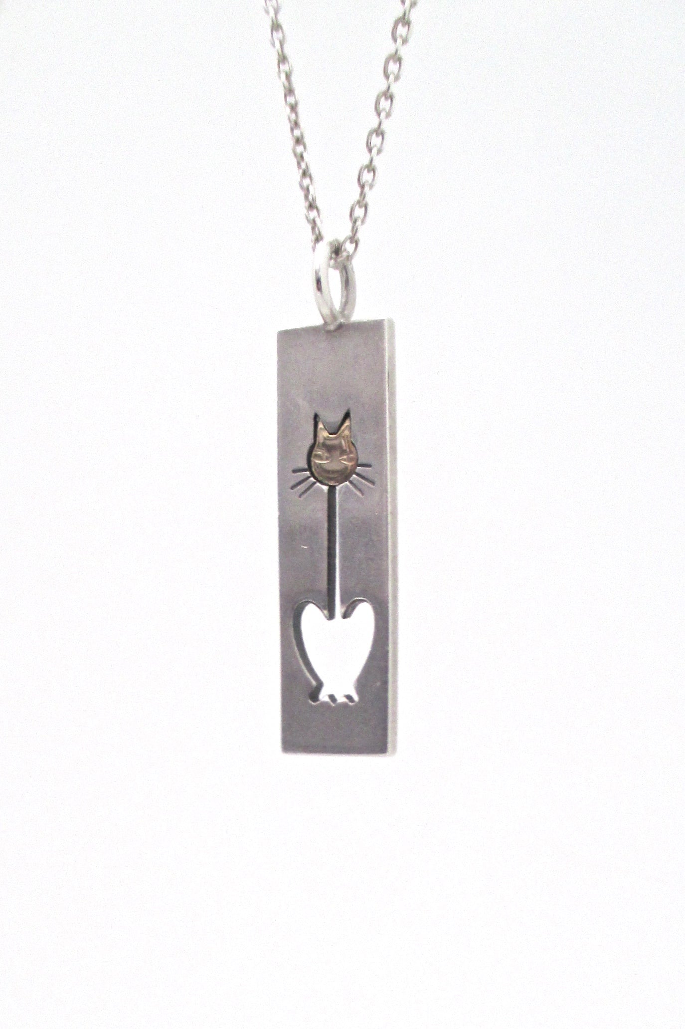 detail Elis Kauppi Kupittaan Kulta Finland vintage silver gold modernist cat pendant necklace