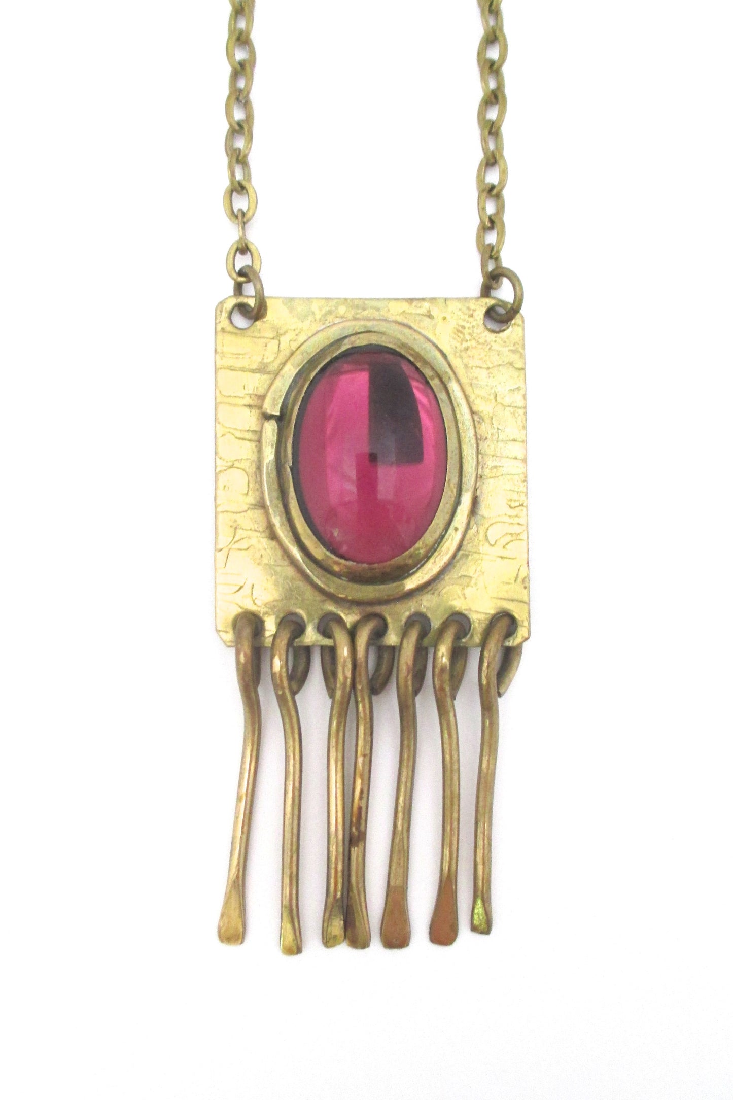 Rafael Canada mirrored purple brass fringe necklace