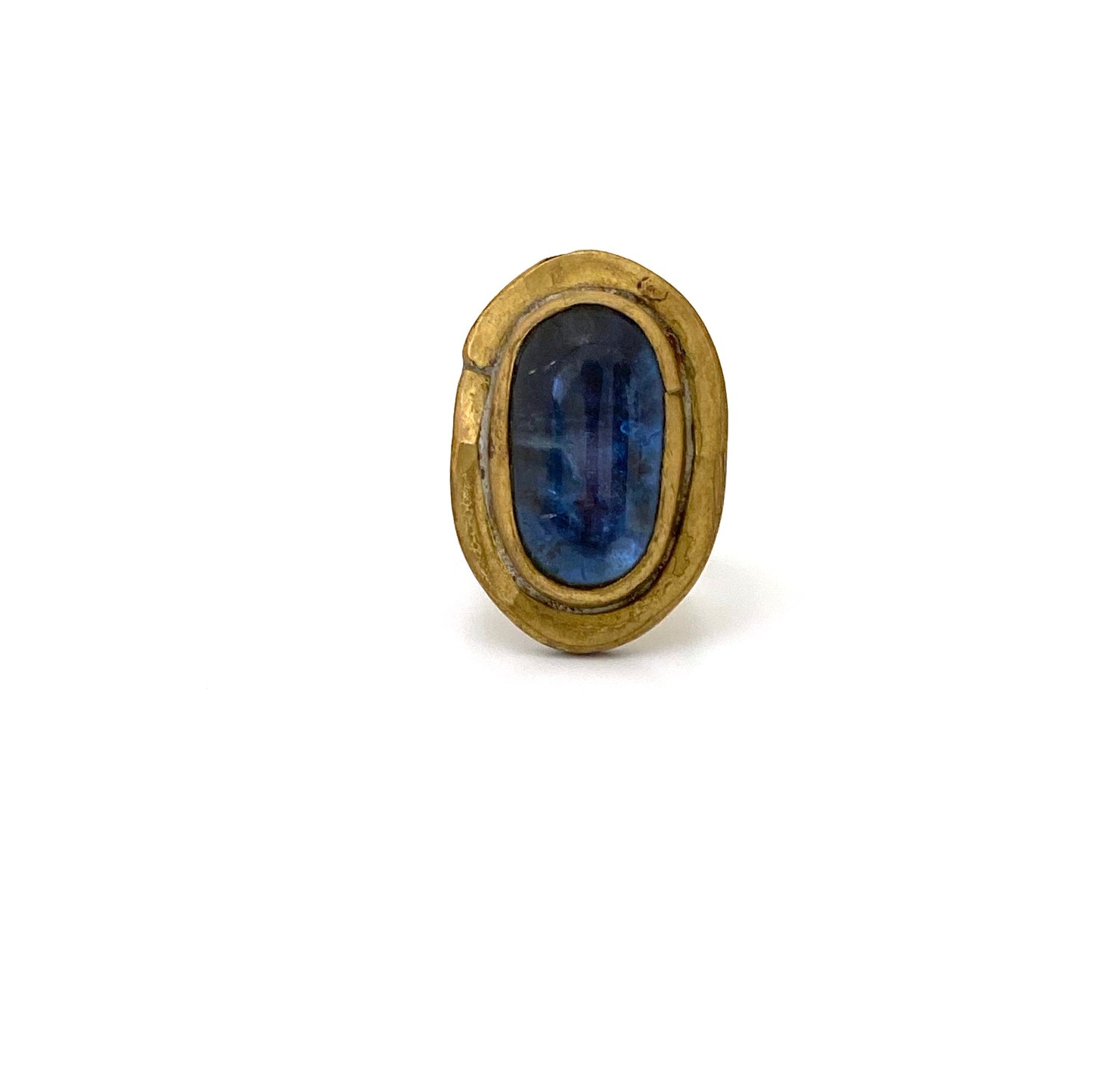 Rafael Canada oval brass ring ~ clear blue grey