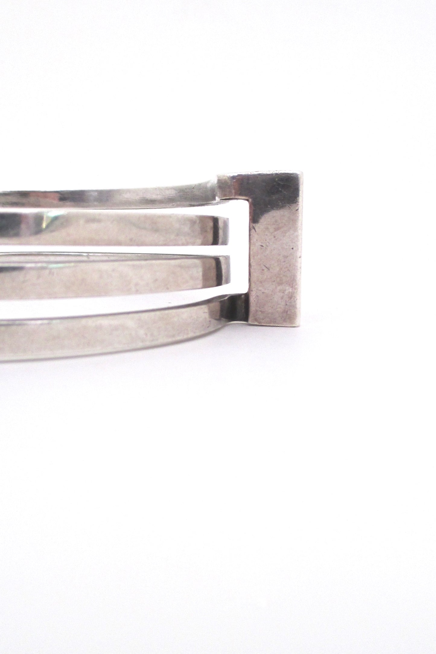 Scandinavian heavy silver triple wrap bangle bracelet