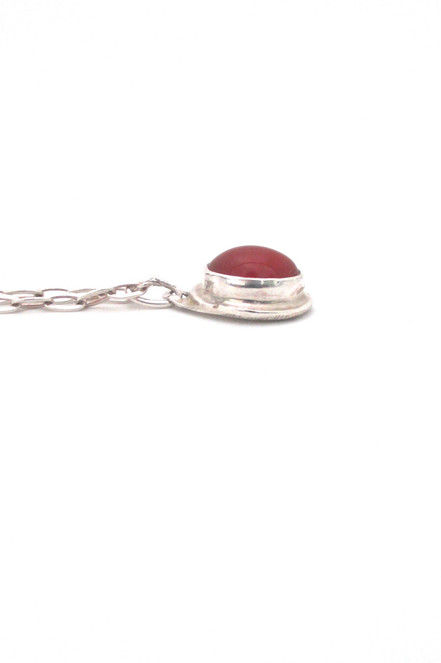 profile Rafael Alfandary Canada vintage brutalist silver and carnelian pendant necklace