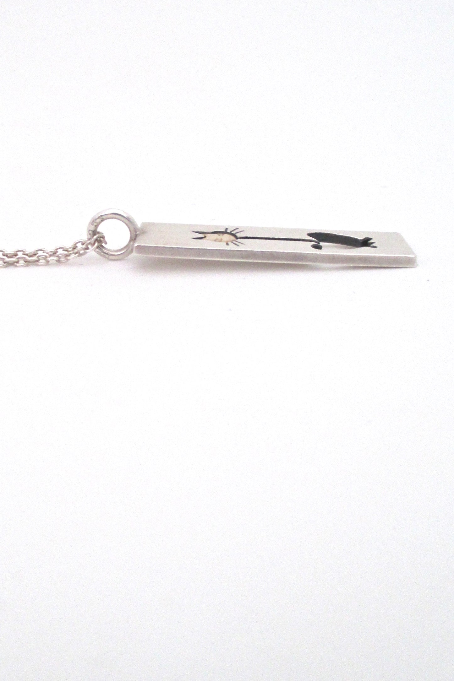 profile Elis Kauppi Kupittaan Kulta Finland vintage silver gold modernist cat pendant necklace