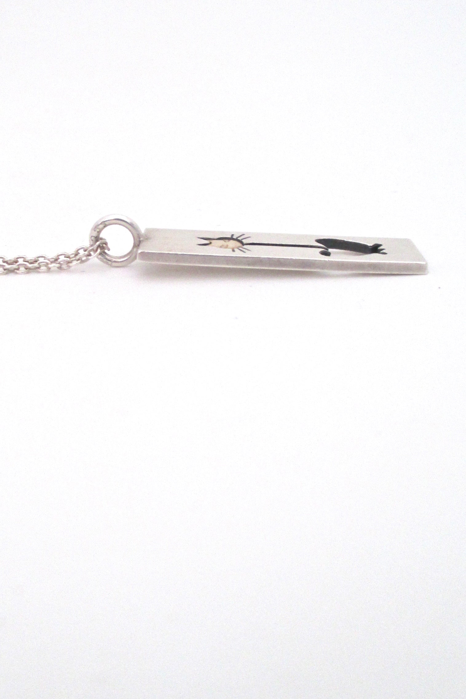 profile Elis Kauppi Kupittaan Kulta Finland vintage silver gold modernist cat pendant necklace