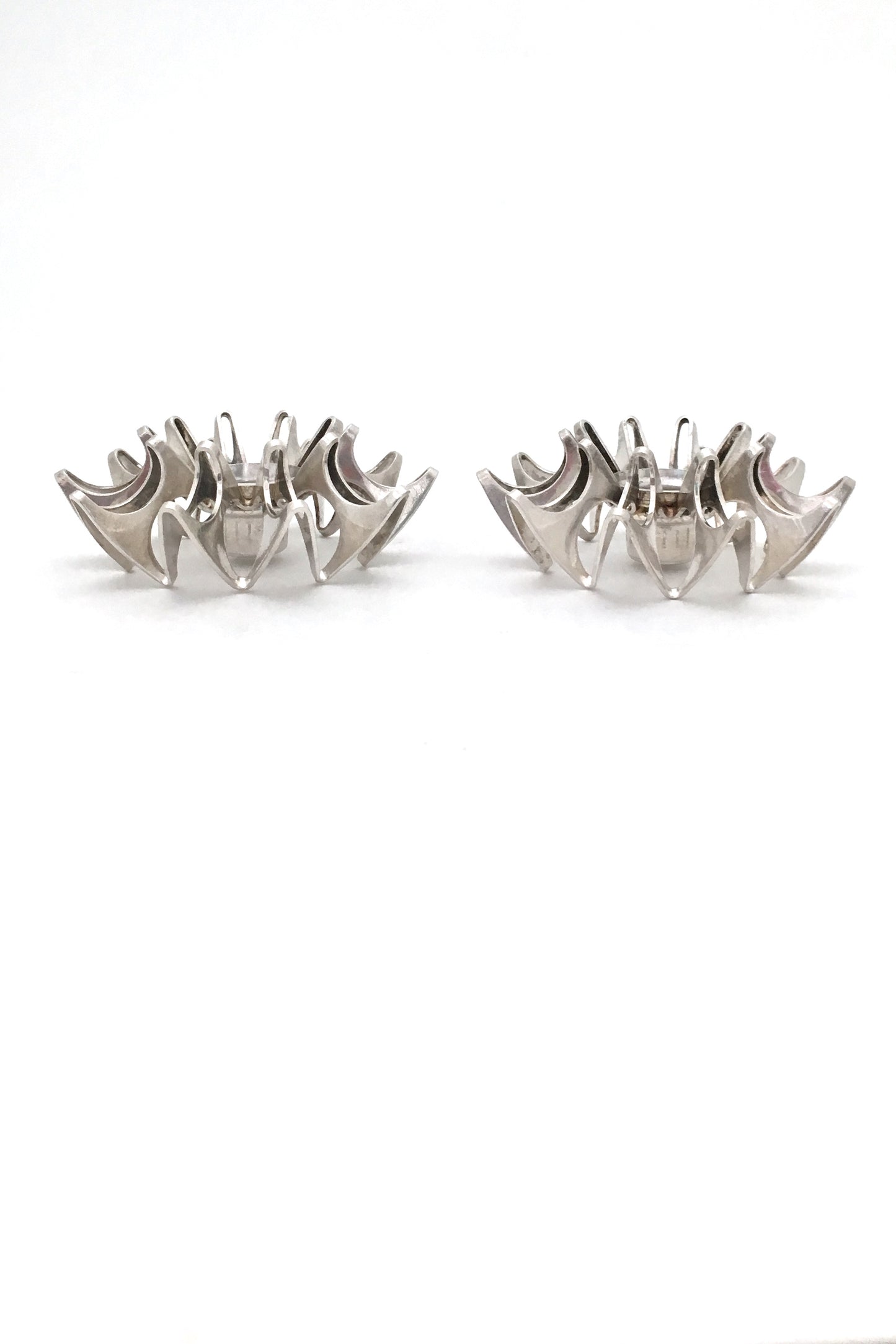 profile Theresia Hvorslev Sweden vintage Scandinavian Modernist pair silverplate candle holders