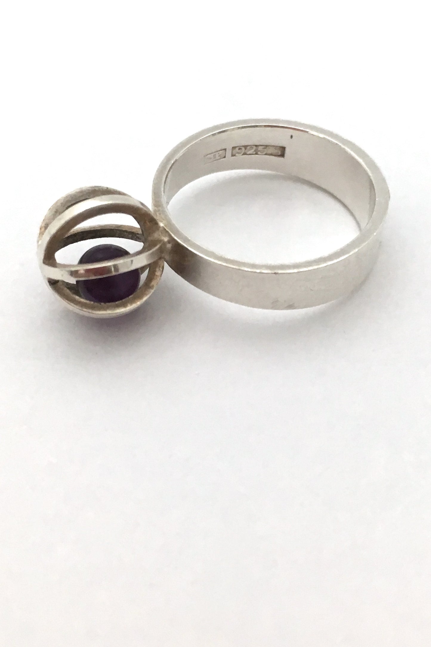 Elis Kauppi 'caged sphere' amethyst ring