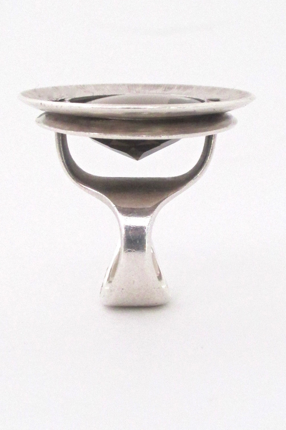 profile Hans Hansen Denmark vintage Scandinavian Modern sterling and smoky quartz statement ring