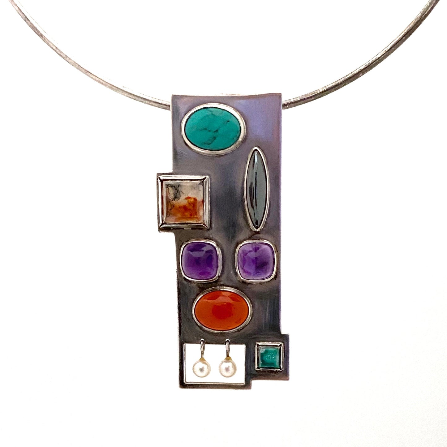 Bent Knudsen multi stone large pendant necklace #167