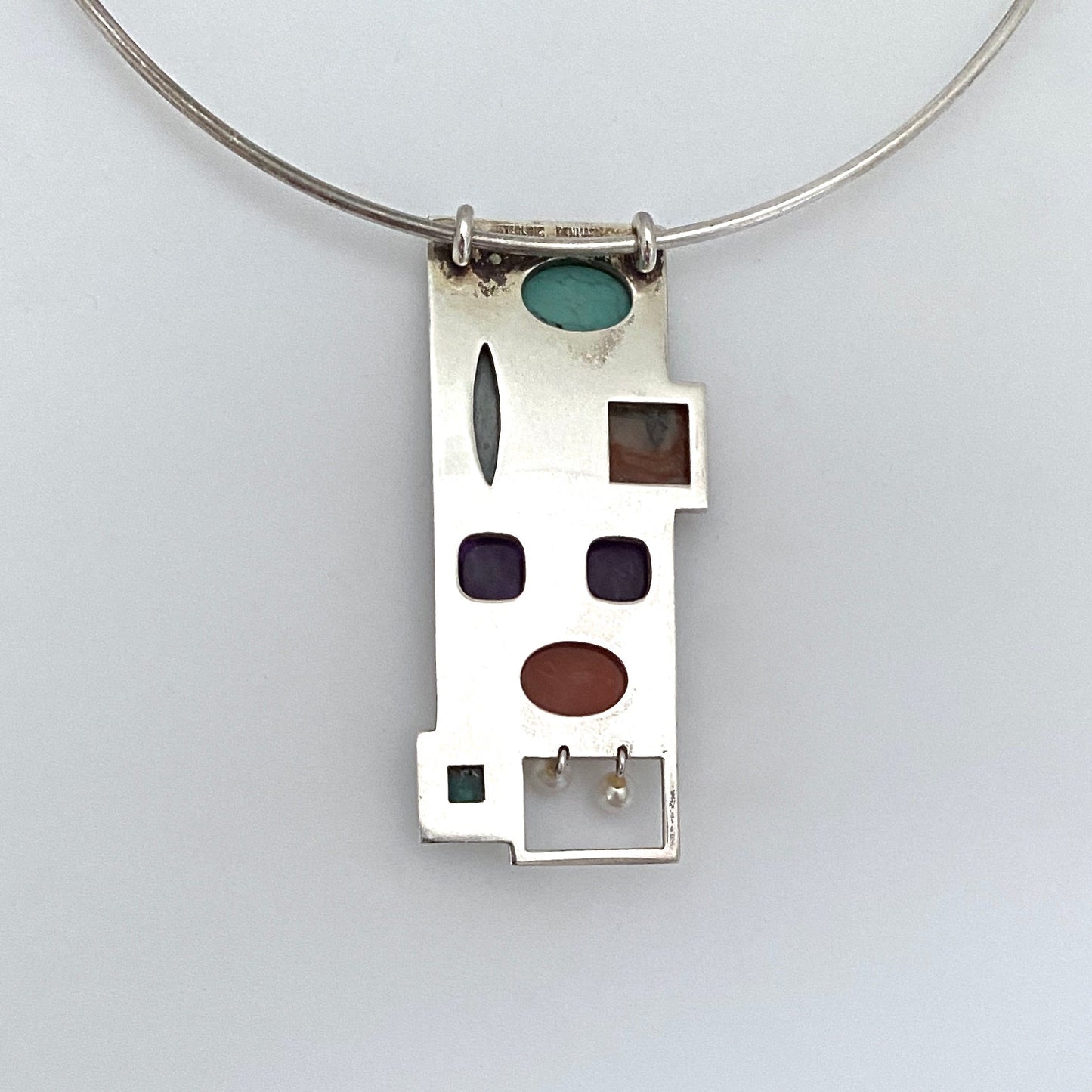Bent Knudsen multi stone large pendant necklace #167