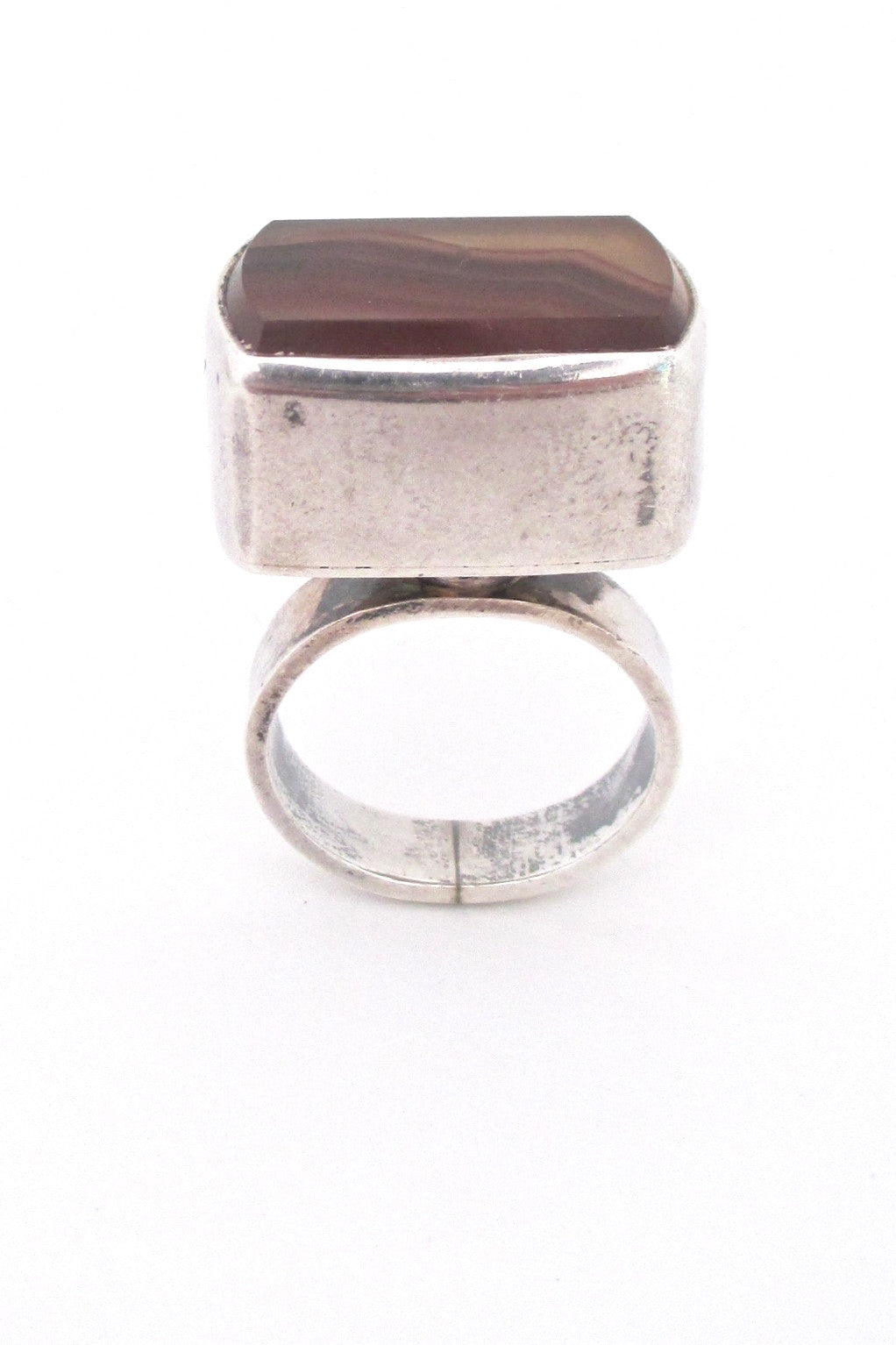 Lisbeth Nordskov Denmark Scandinavian Modern large agate ring at Samantha Howard Vintage