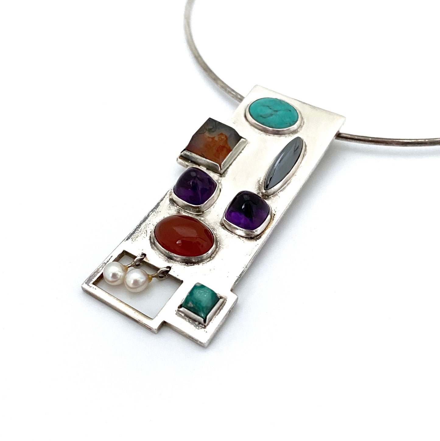 Bent Knudsen multi stone large pendant necklace #167