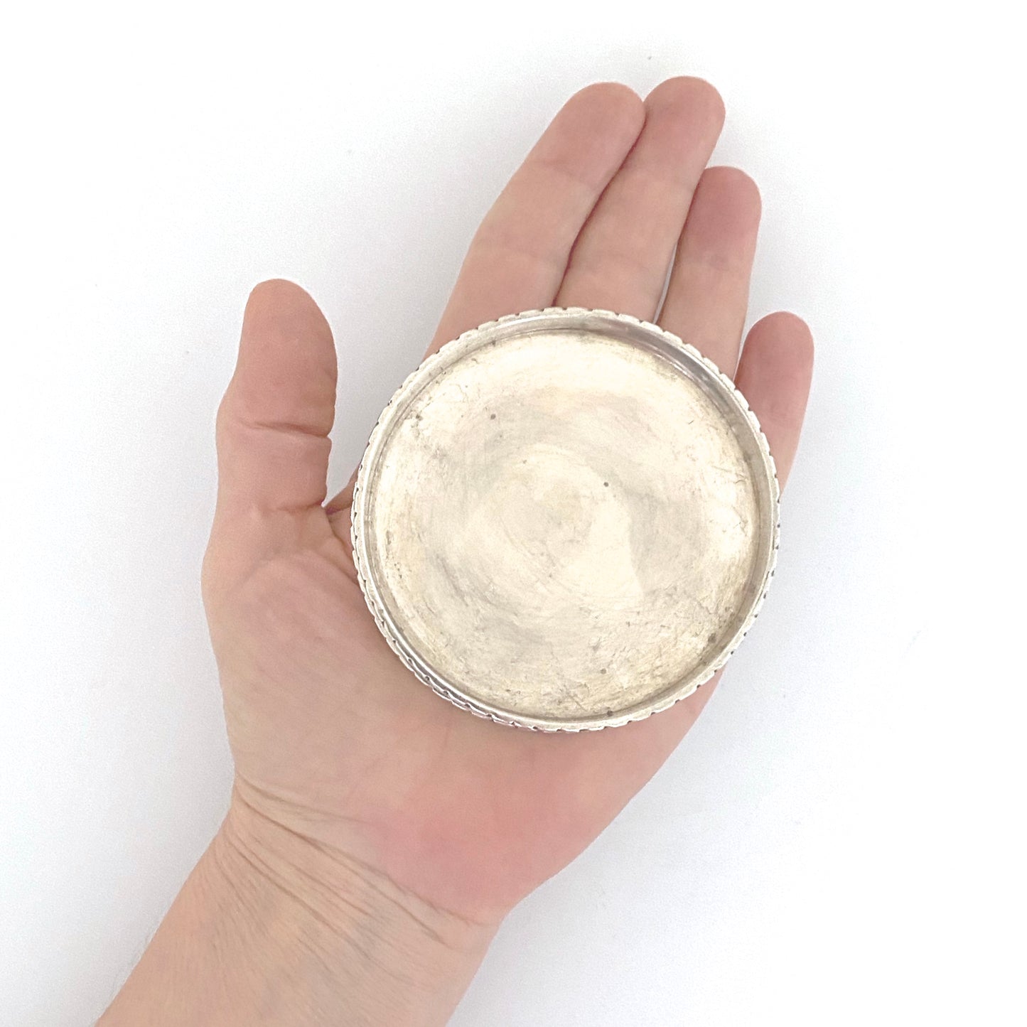 scale Carl Poul Petersen Canada vintage sterling silver coasters Georg Jensen Scandinavian influenced design