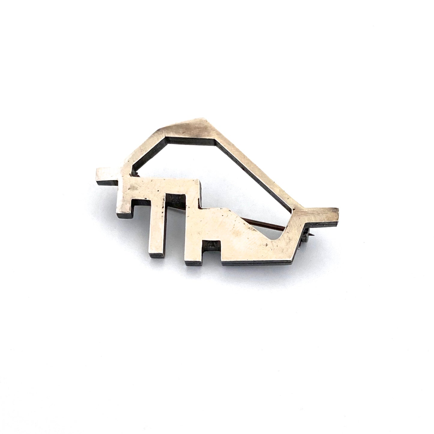 Tostrup Norway vintage silver abstract bull brooch ~ rare