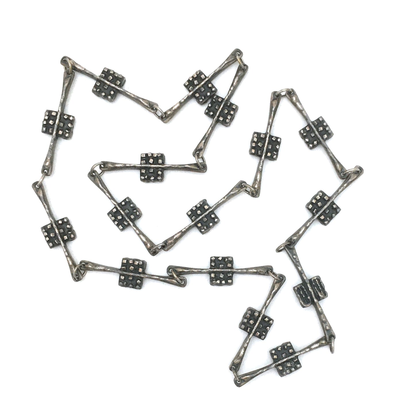 Robert Larin brutalist pewter 2-in-1 double sided necklace #1