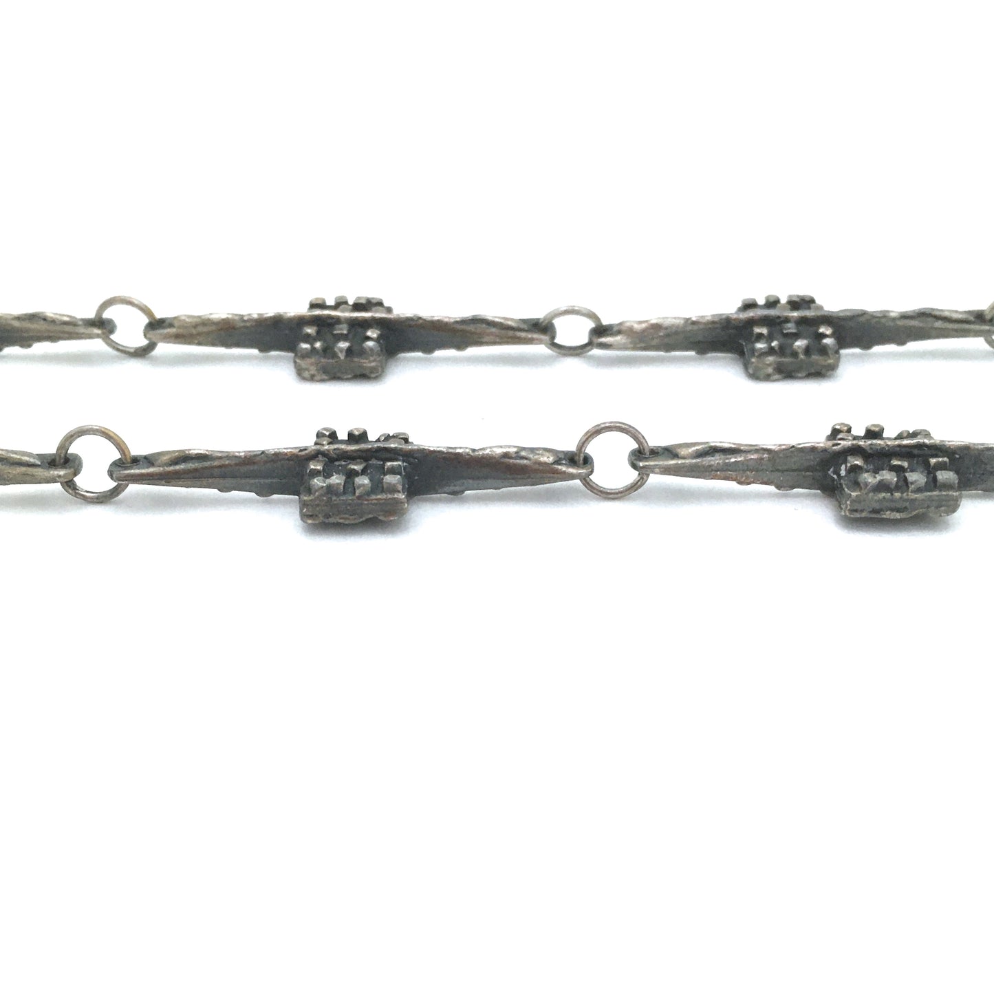 profile Robert Larin Canada vintage brutalist pewter 2 in 1 double sided long link chain necklace 1 Canadian design jewellery