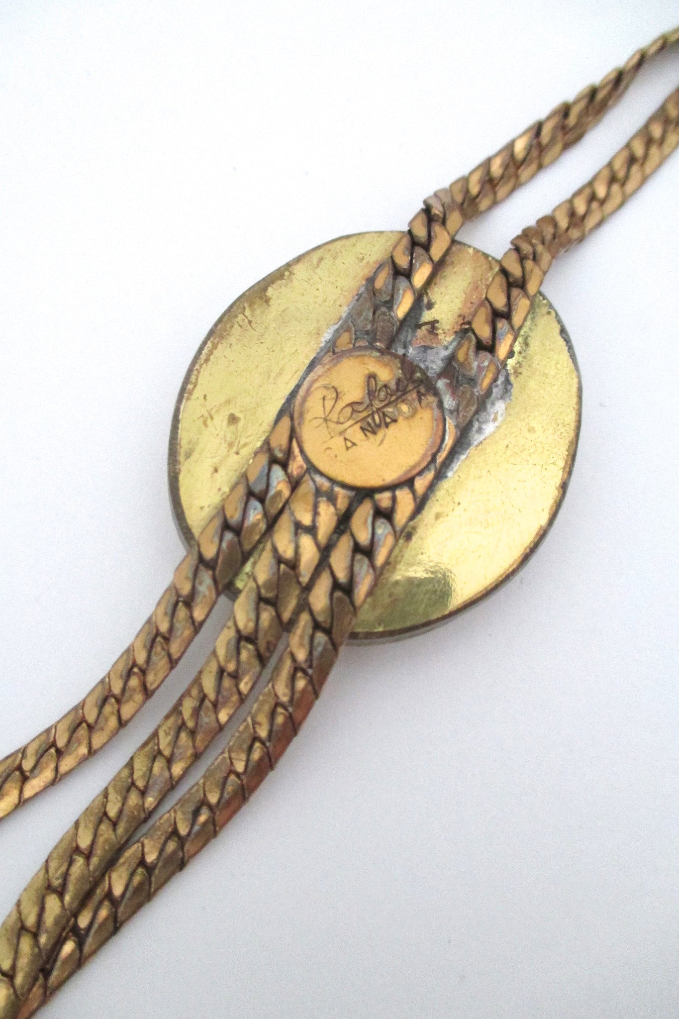 Rafael Canada long brass and black stone tassel necklace