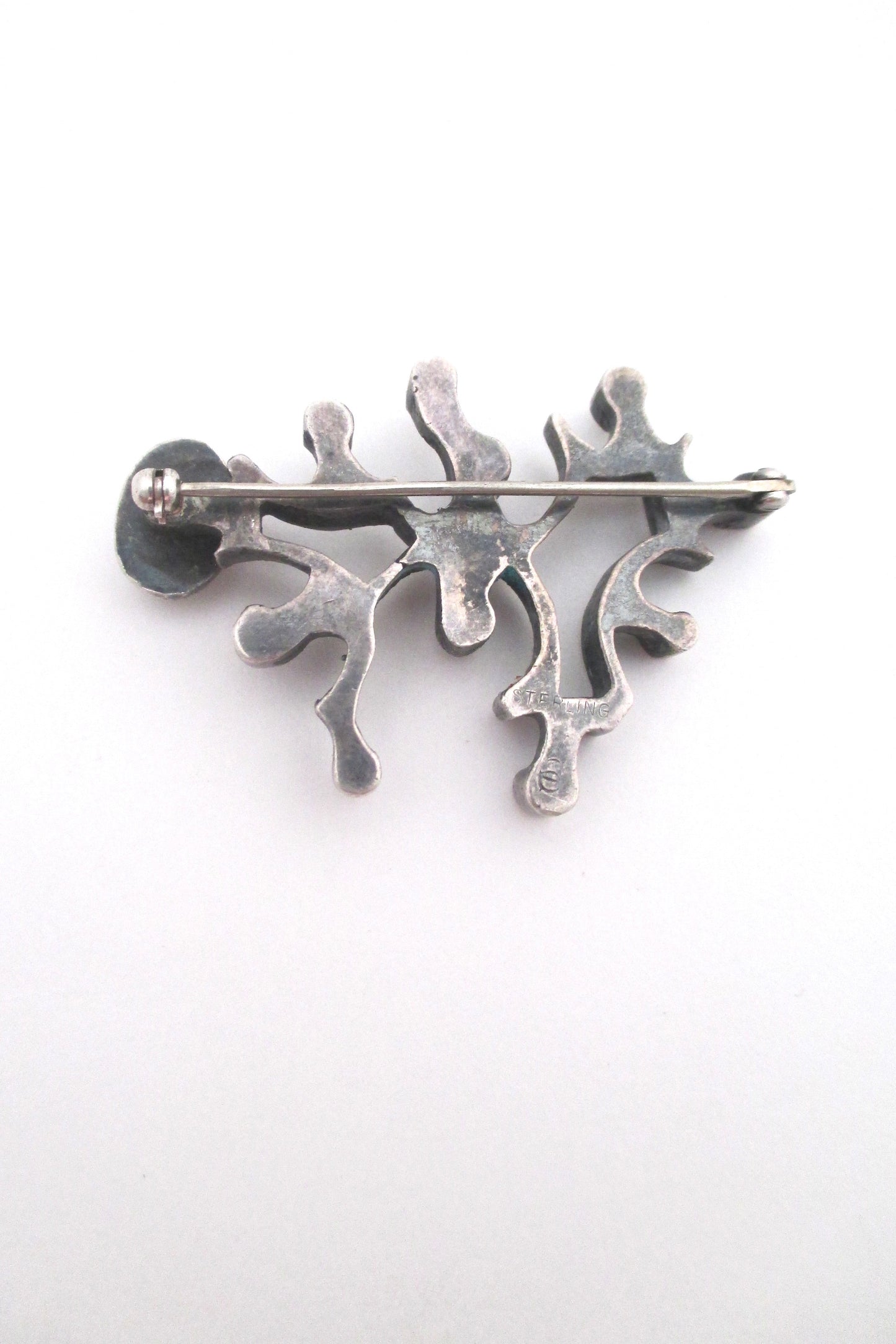 Bernard Chaudron silver & banded agate brooch - rare