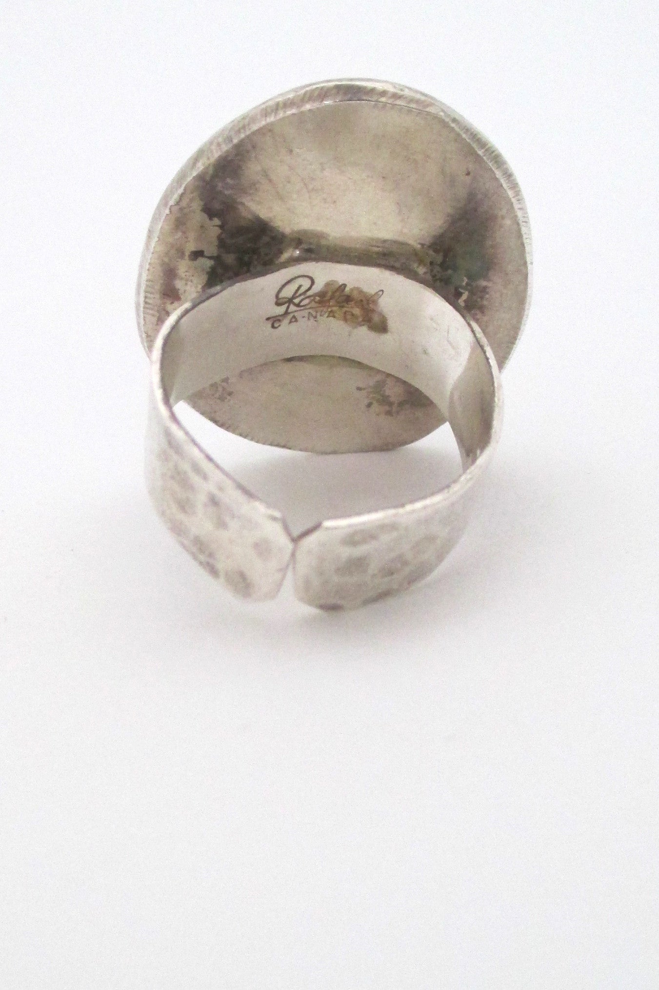 Rafael Canada large sterling silver and clear red ring
