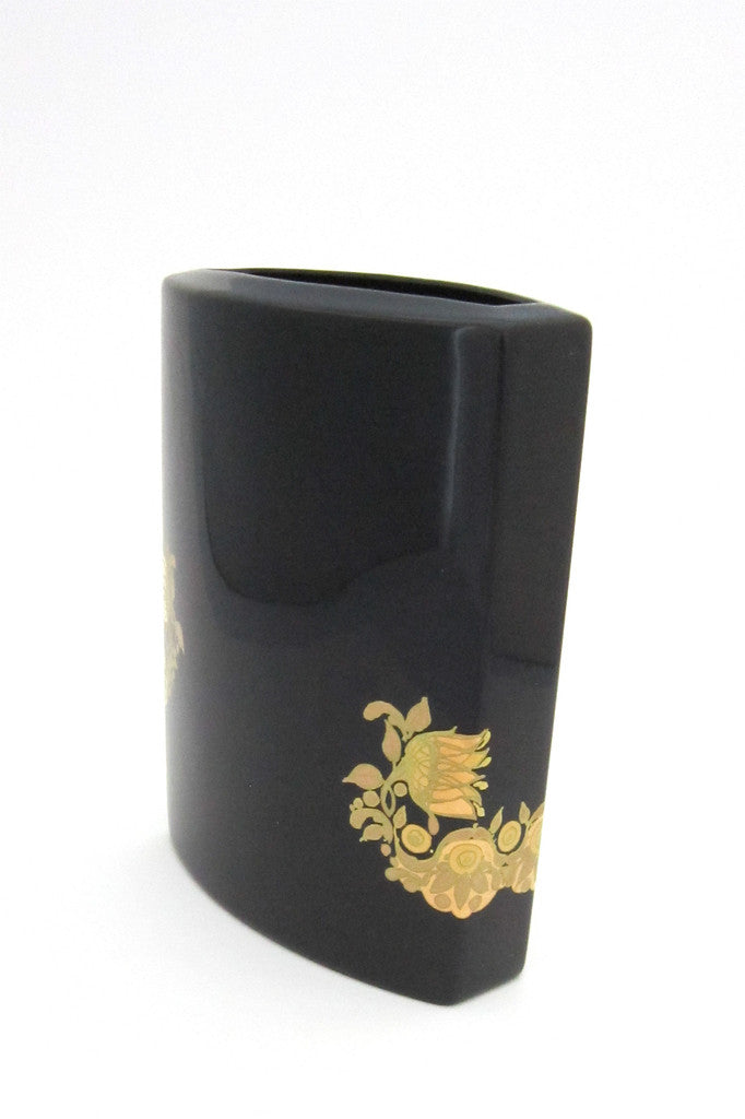 Bjorn Wiinblad porcelaine noire quatre couleurs 'sunflowers' vase