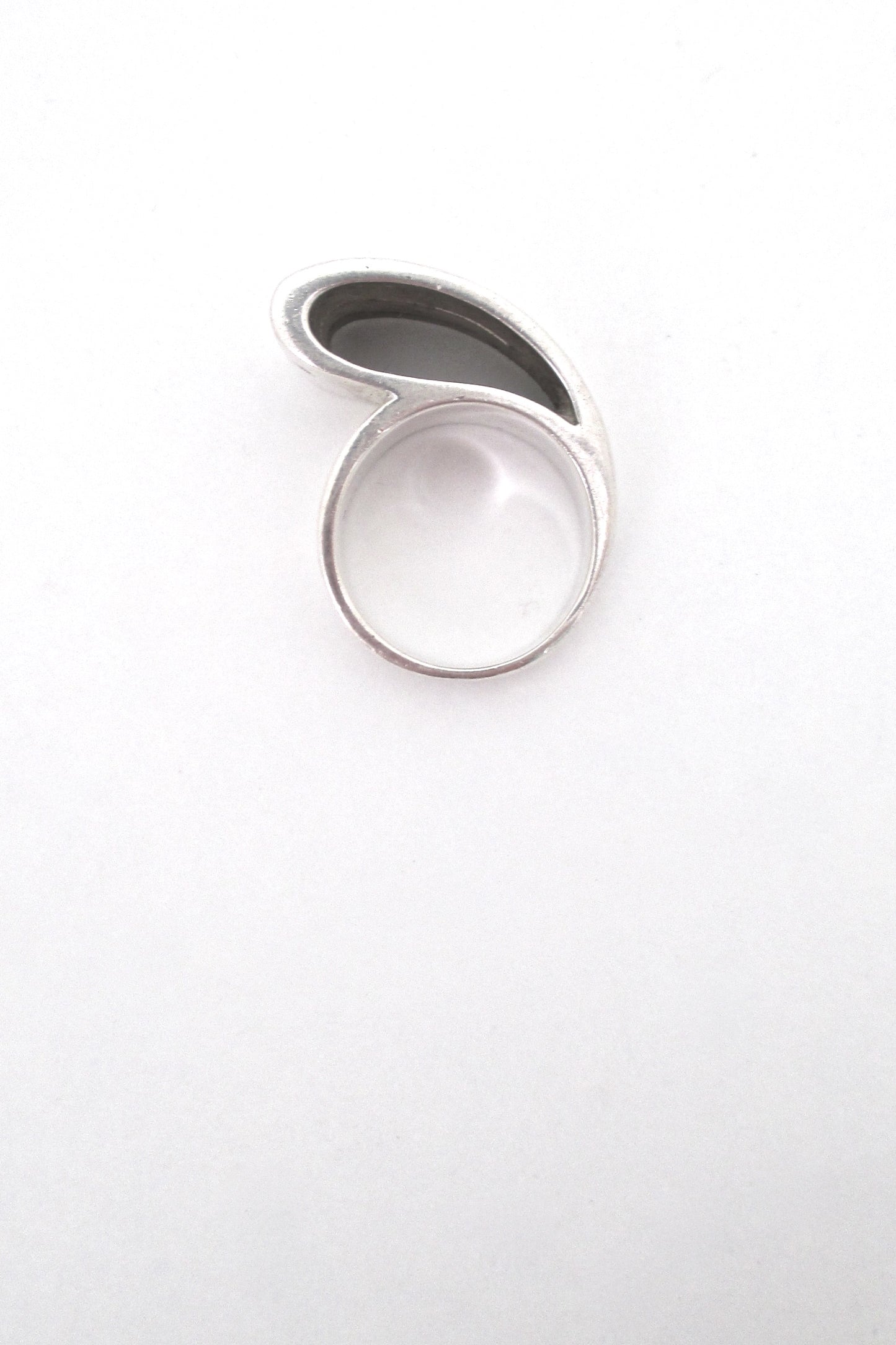 profile vintage silver large open loop ring Italy mid century modernist design