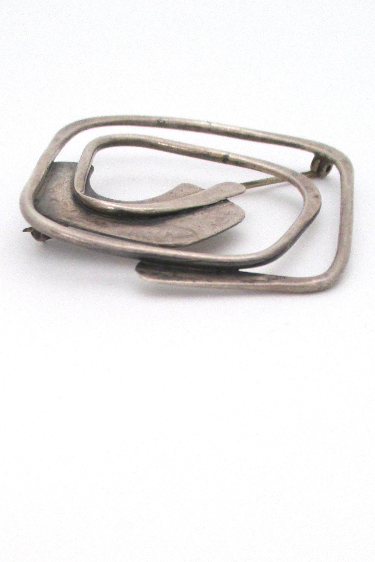 profile Art Smith USA vintage American Modernist large sterling silver brooch