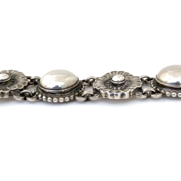 profile Georg Jensen Denmark vintage silver floral panel link bracelet 29 Georg Jensen design