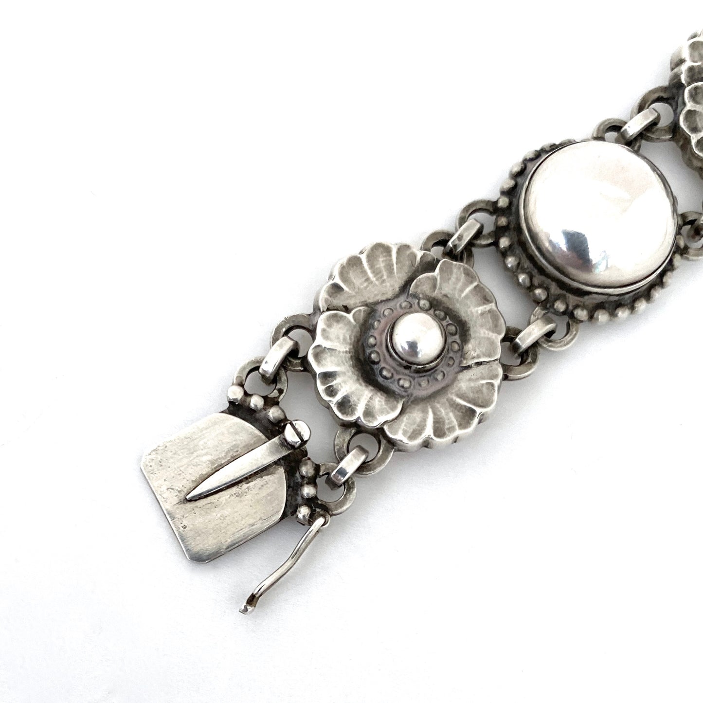 detail Georg Jensen Denmark vintage silver floral panel link bracelet 29 Georg Jensen design