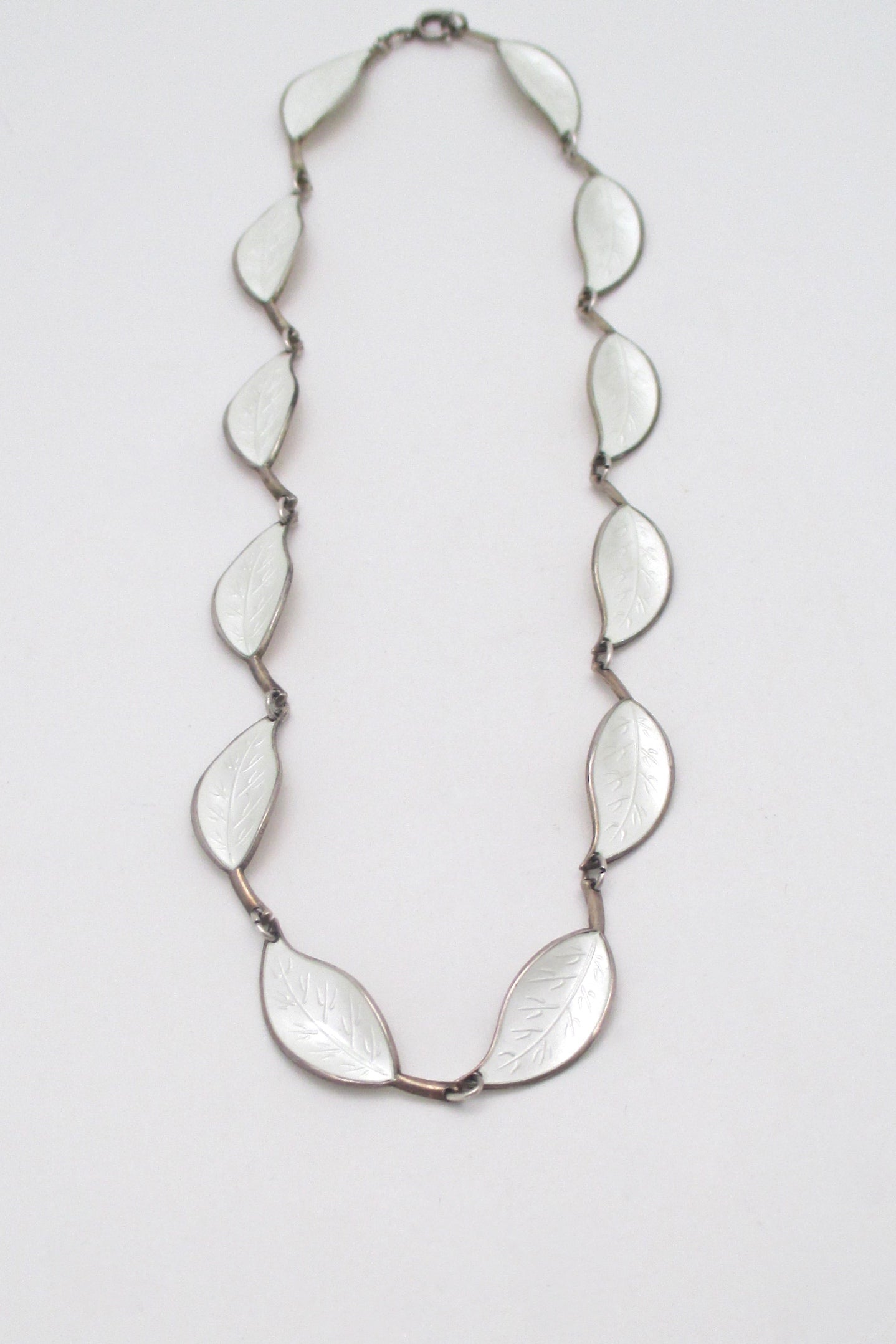 David Andersen Norway vintage sterling silver enamel leaf necklace Willy Winnaess
