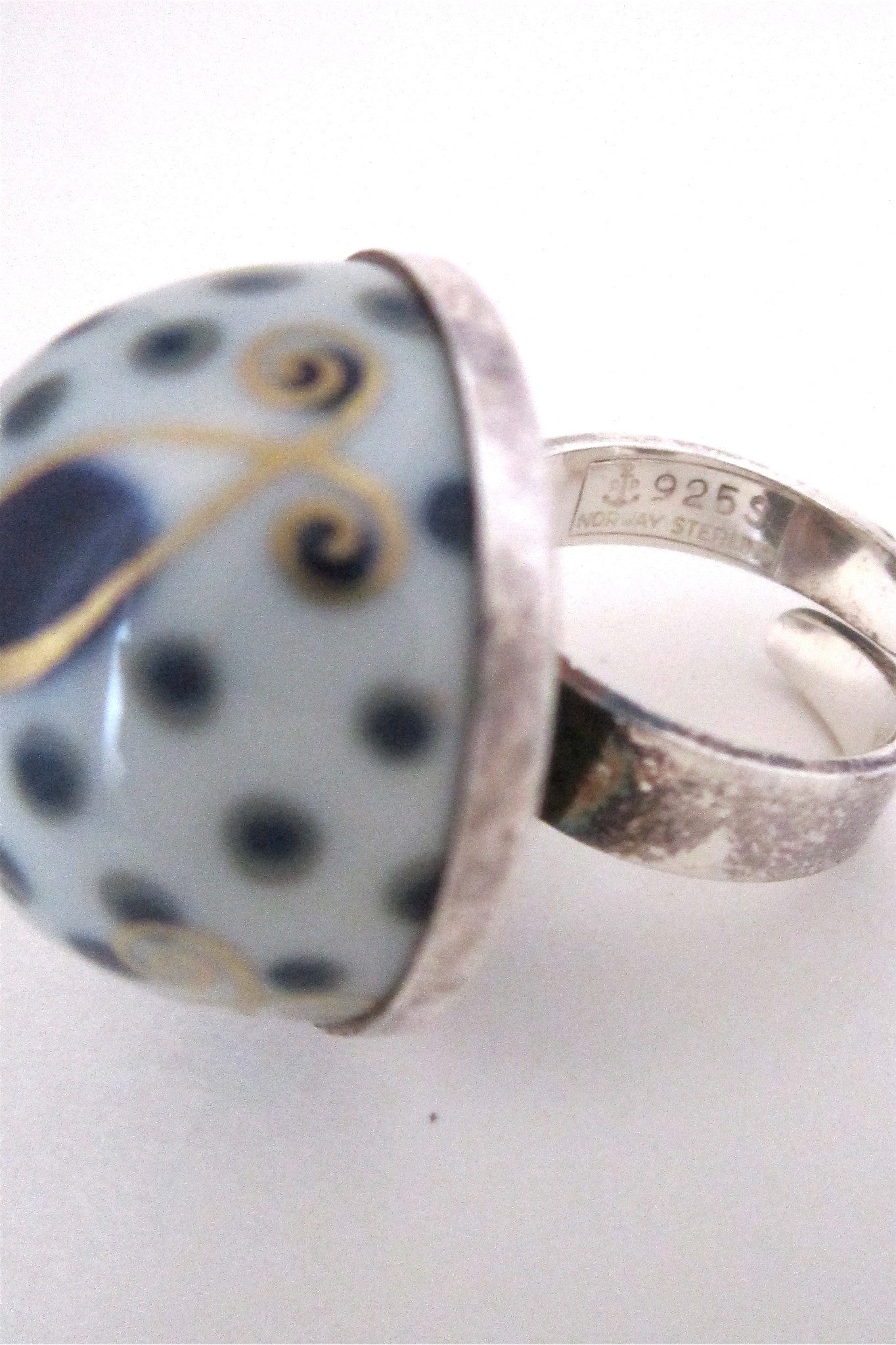 Porsgrund large porcelain dome ring by Anne Marie Odegaard