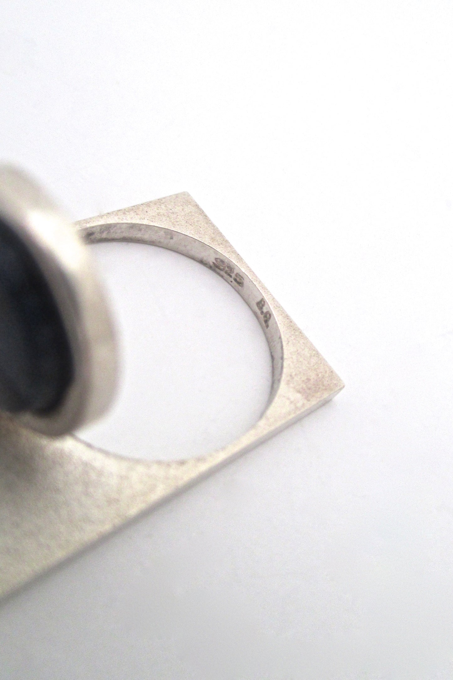 Modernist silver & sodalite ring