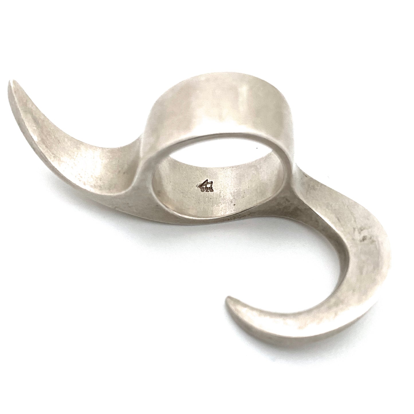 vintage silver extra large three finger ring
