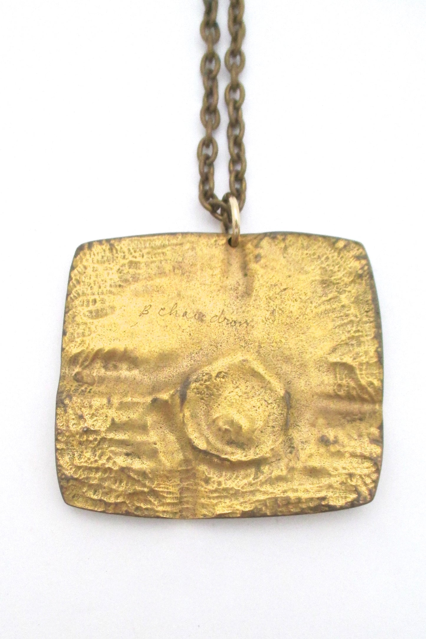 Bernard Chaudron large vintage bronze pendant necklace