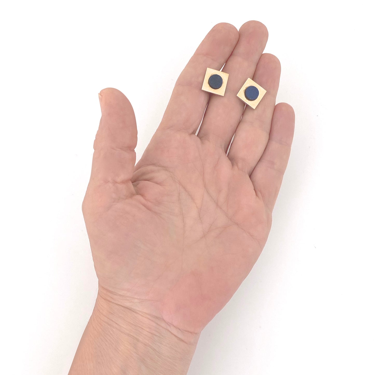 scale Jules Perrier Canada vintage sterling silver 10k gold lapis lazuli earrings