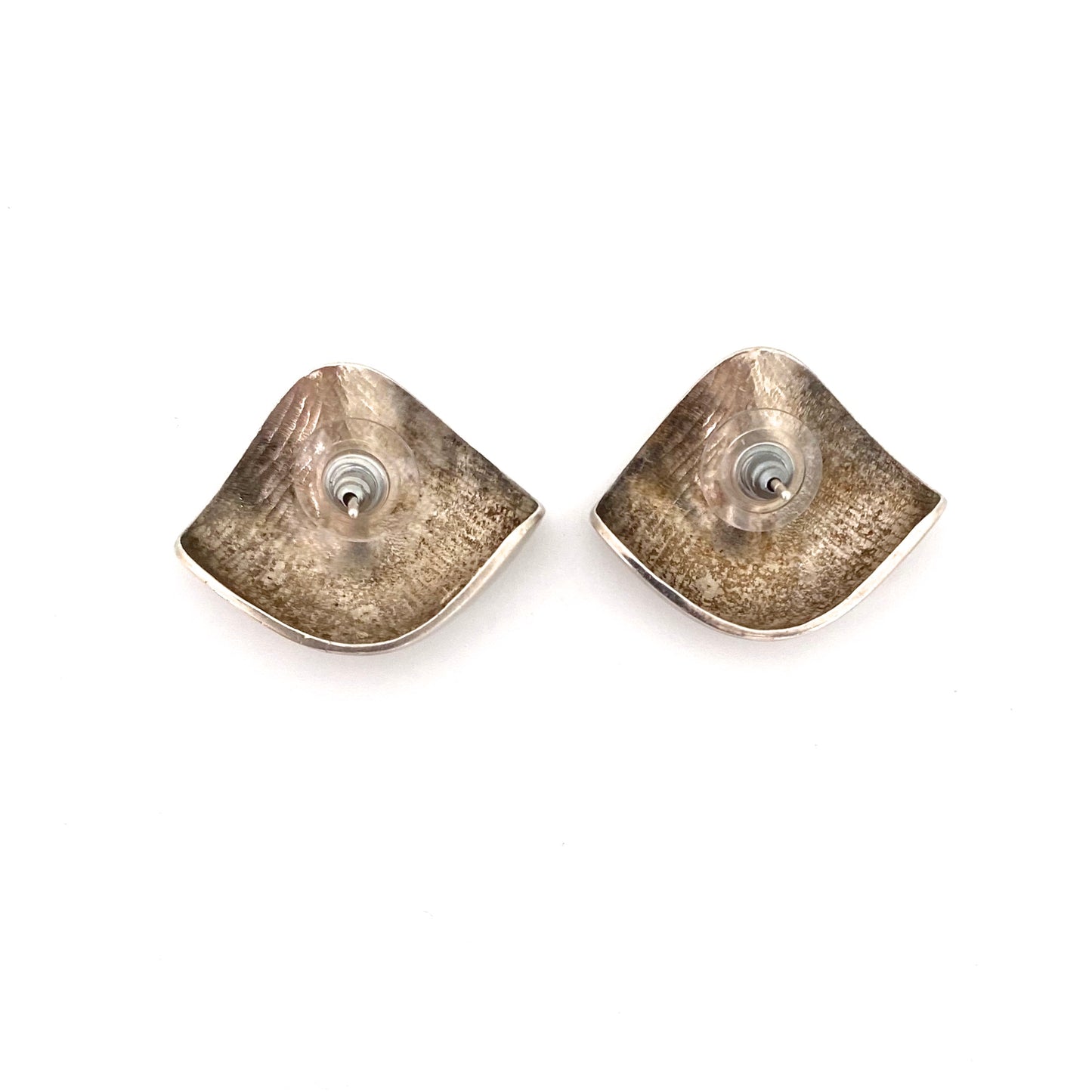vintage sterling silver earrings ~ satin finish