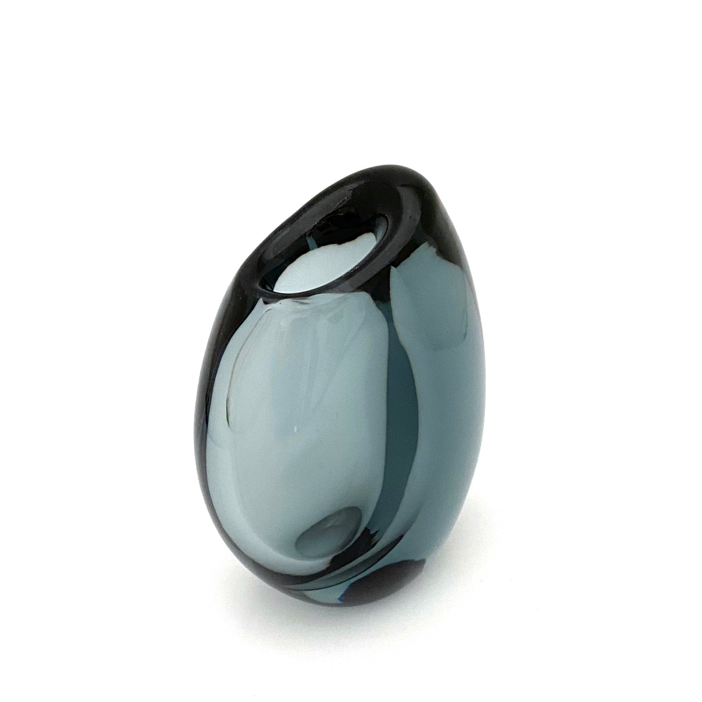 detail Kosta Sweden vintage blown glass Dark Magic vase twilight blue Vicke Lindstrand signed Scandinavian Modern design