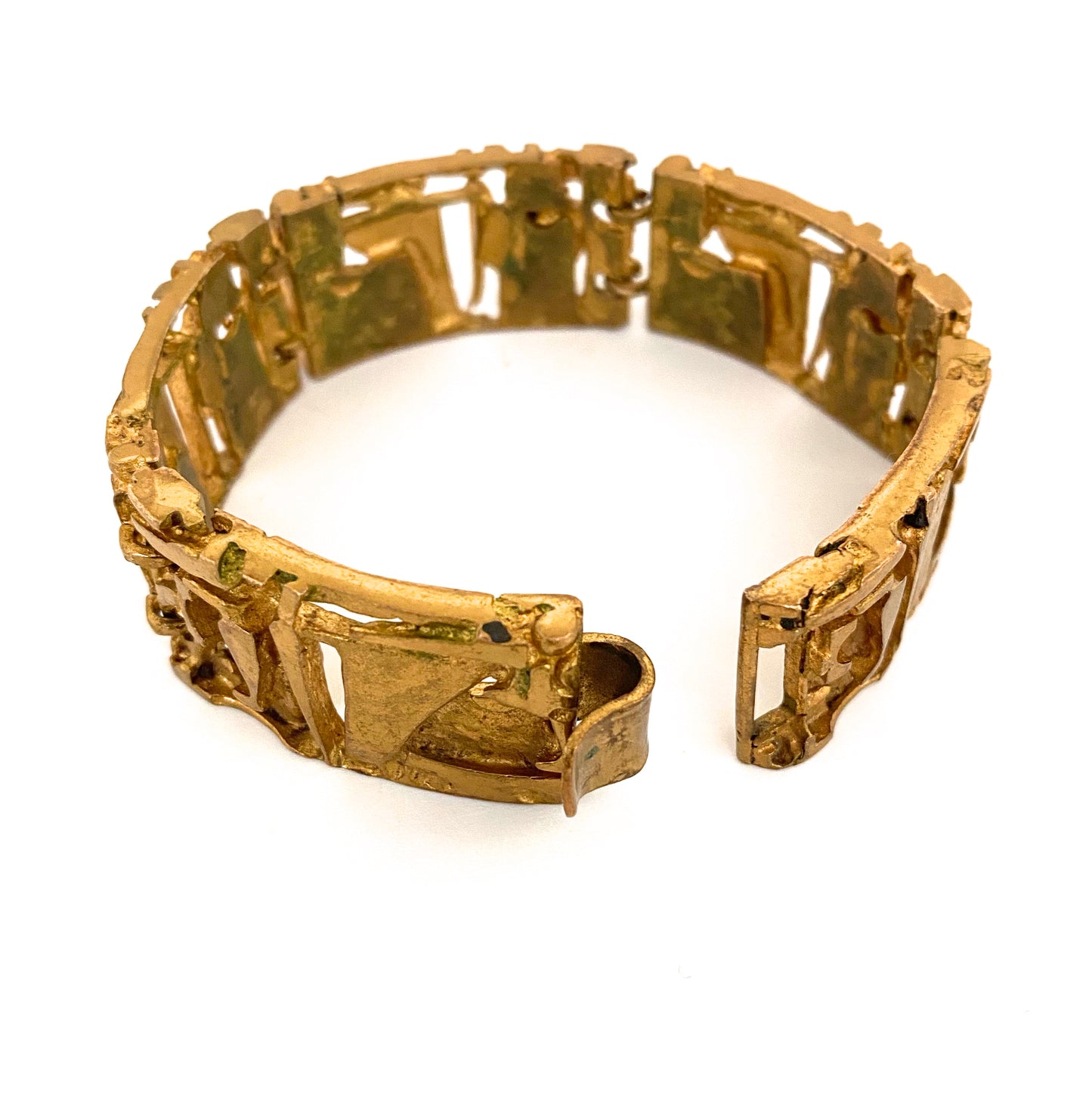Jorma Laine gilt bronze sculptural panel link bracelet