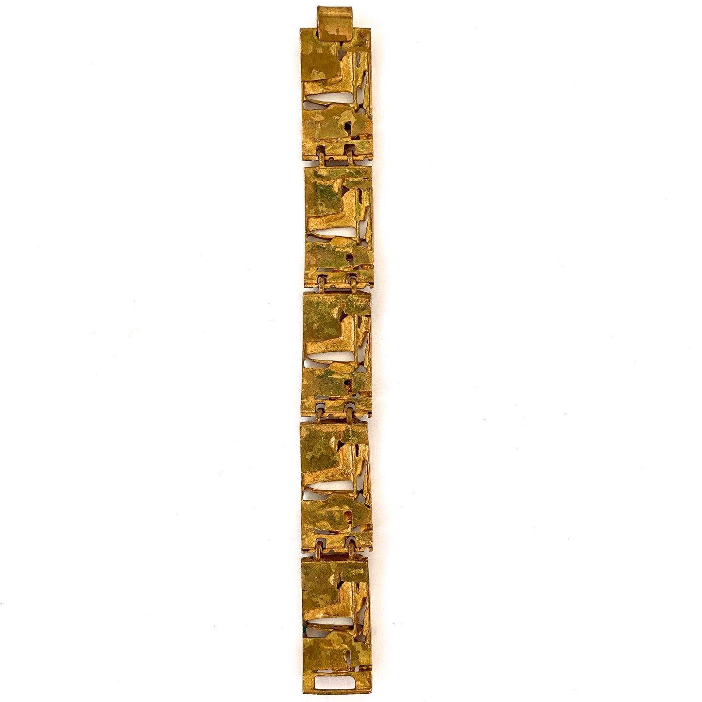 Jorma Laine gilt bronze sculptural panel link bracelet