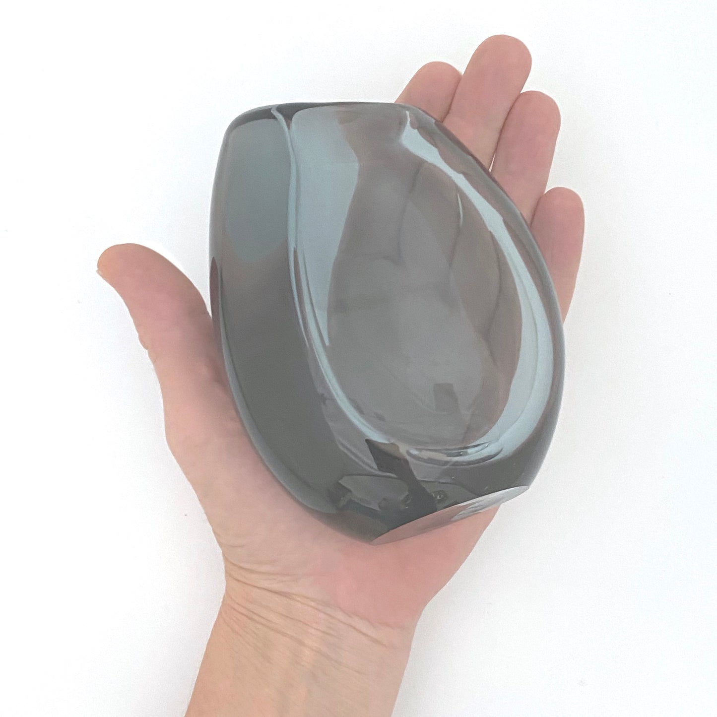 scale Kosta Sweden vintage blown glass Dark Magic vase twilight blue Vicke Lindstrand signed Scandinavian Modern design