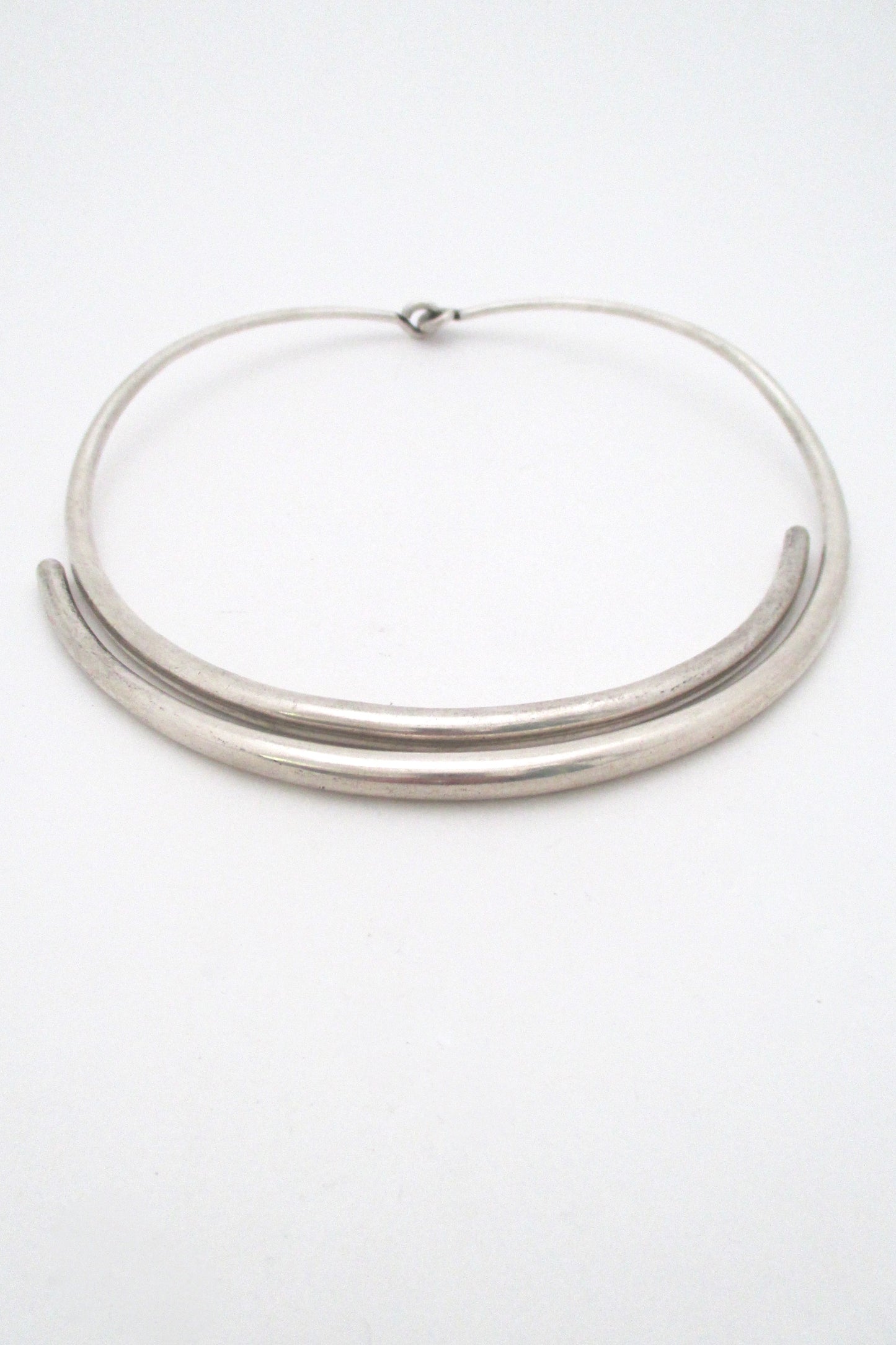 Andreas Mikkelsen Denmark vintage heavy silver modernist choker necklace