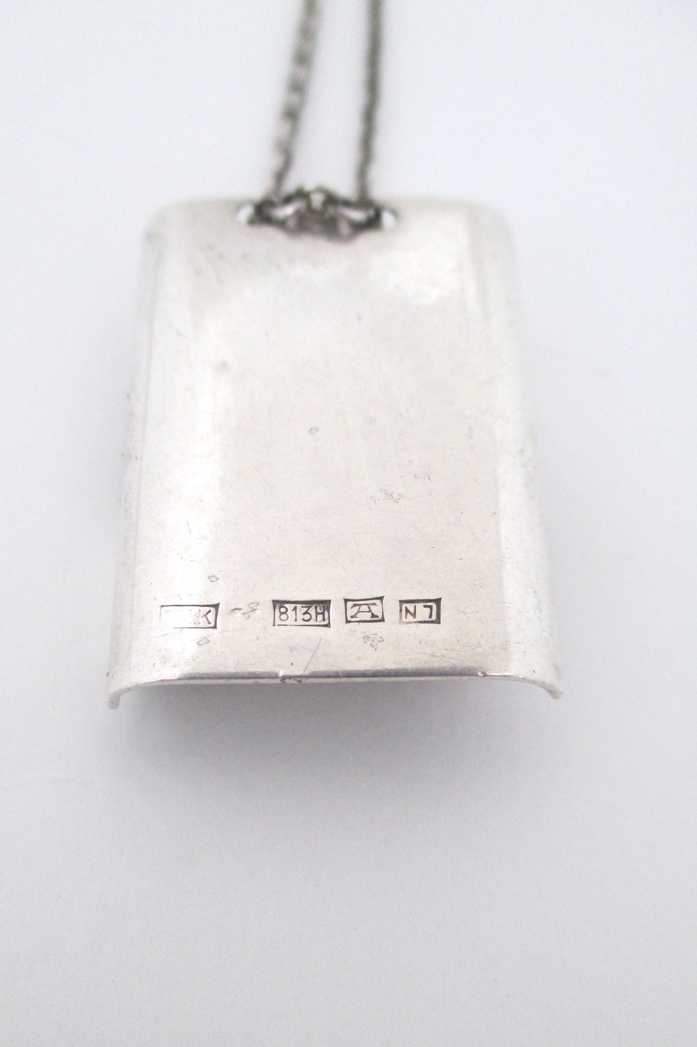 Kalla Olavi Finland silver & tiger eye shadow box pendant necklace - 1966