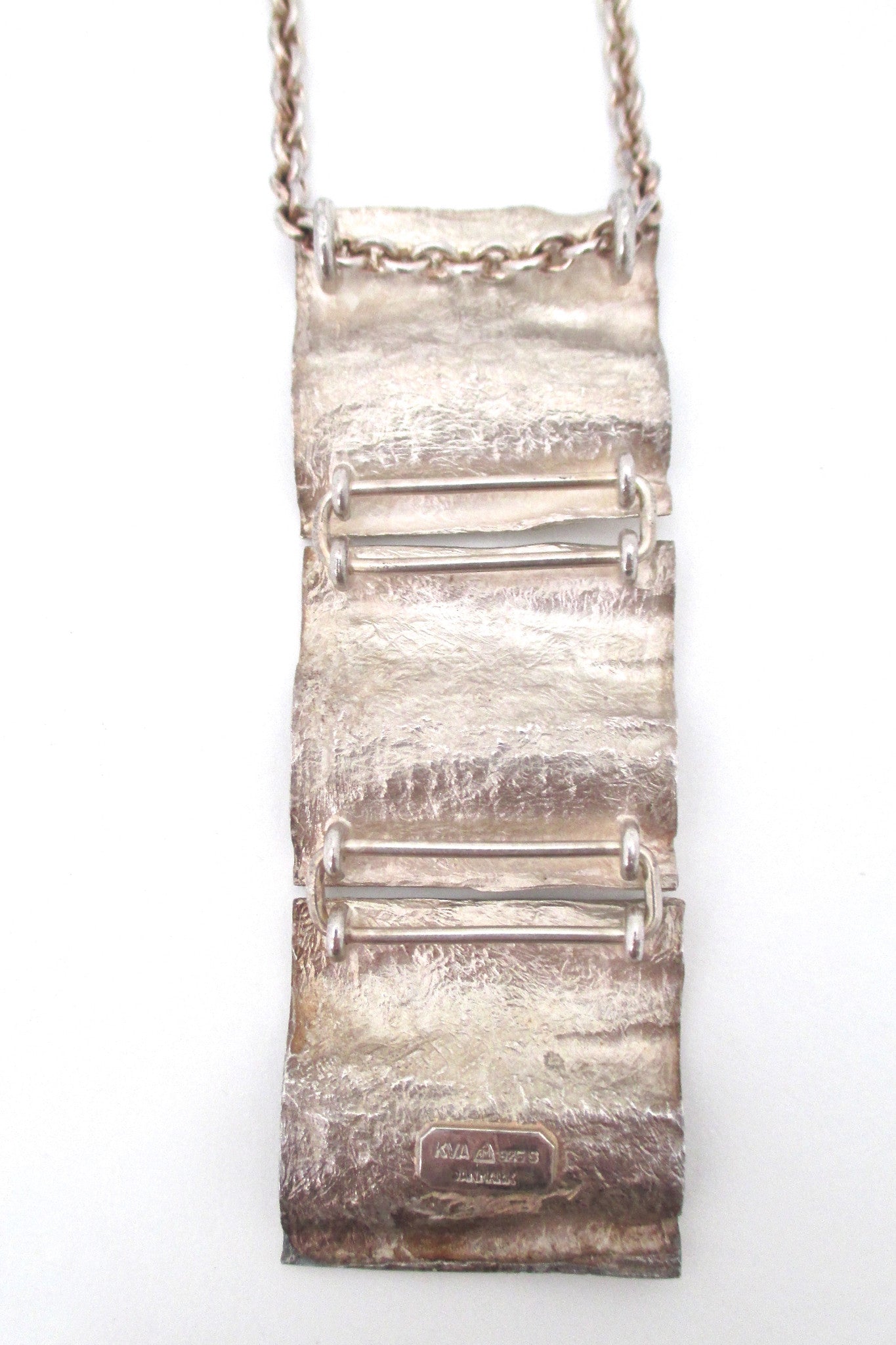 Knud V Andersen large 'silver bark' kinetic pendant necklace