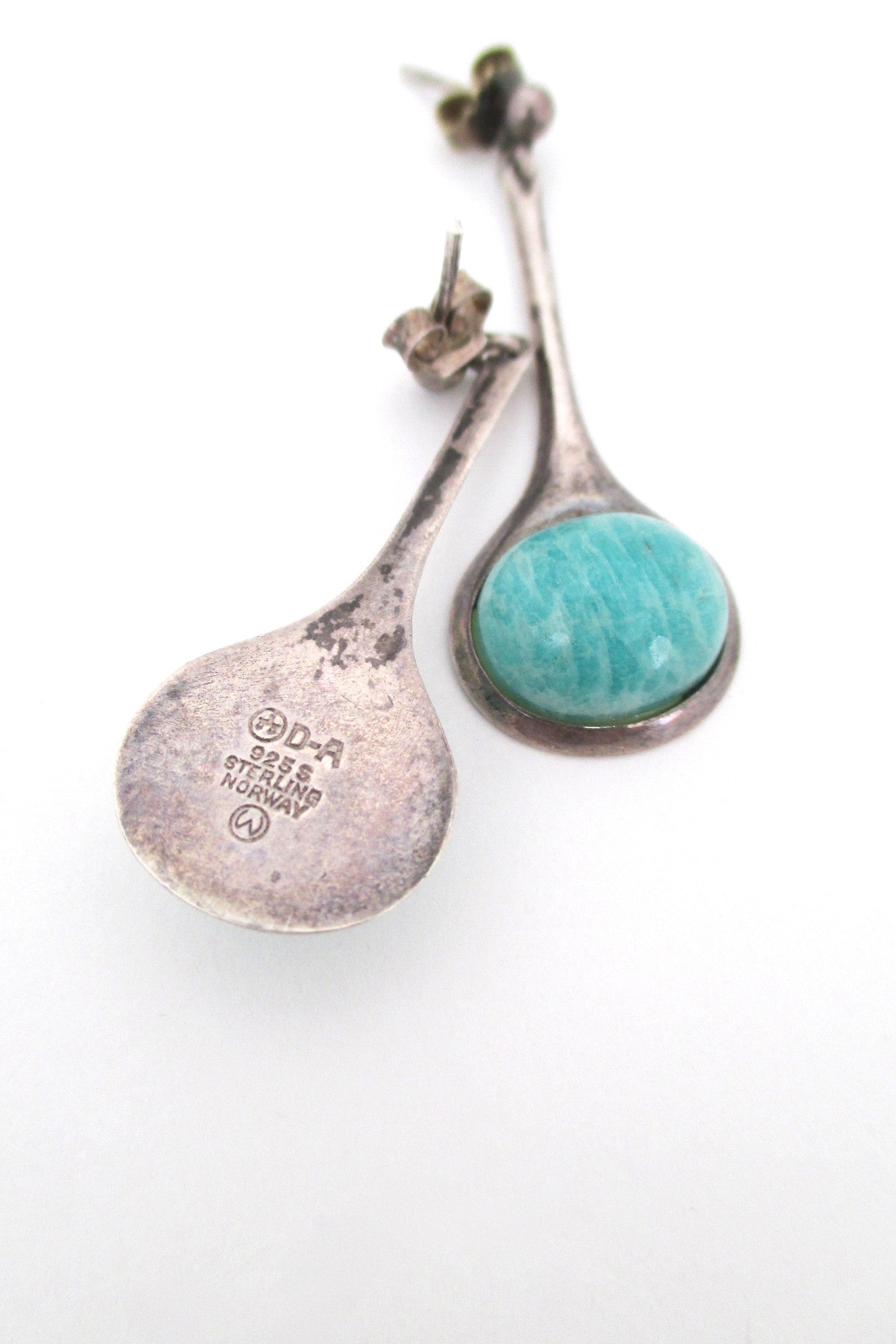 David Andersen rare silver & amazonite drop earrings