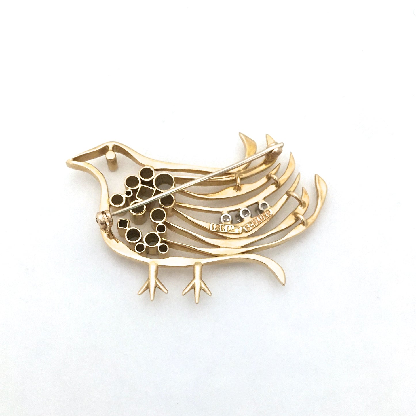 Walter Schluep 18k & diamond bird brooch