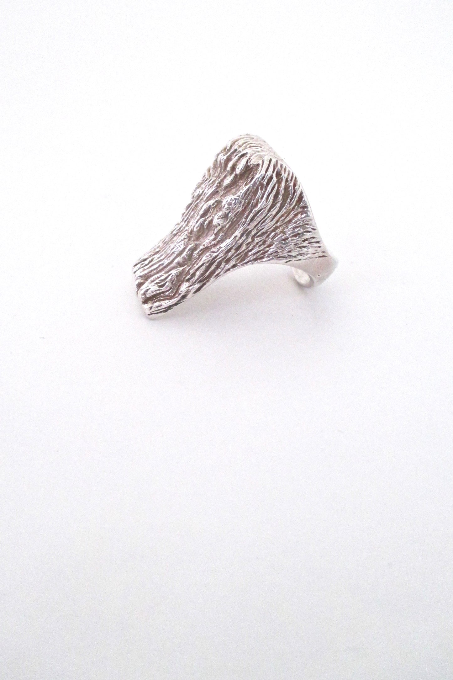 detail Knud V Andersen Denmark vintage silver Bark ring Scandinavian Modern design