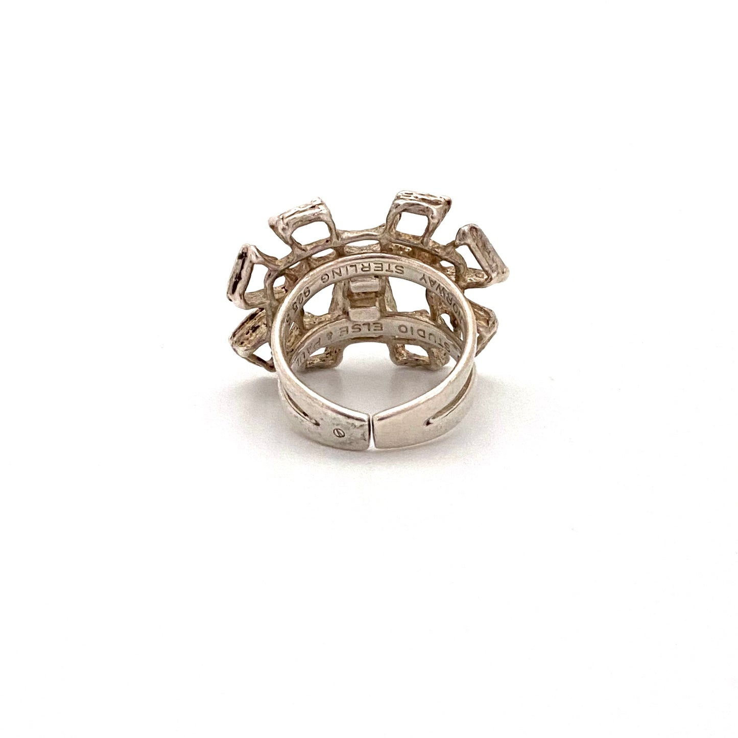 Studio Else & Paul vintage silver openwork large ring