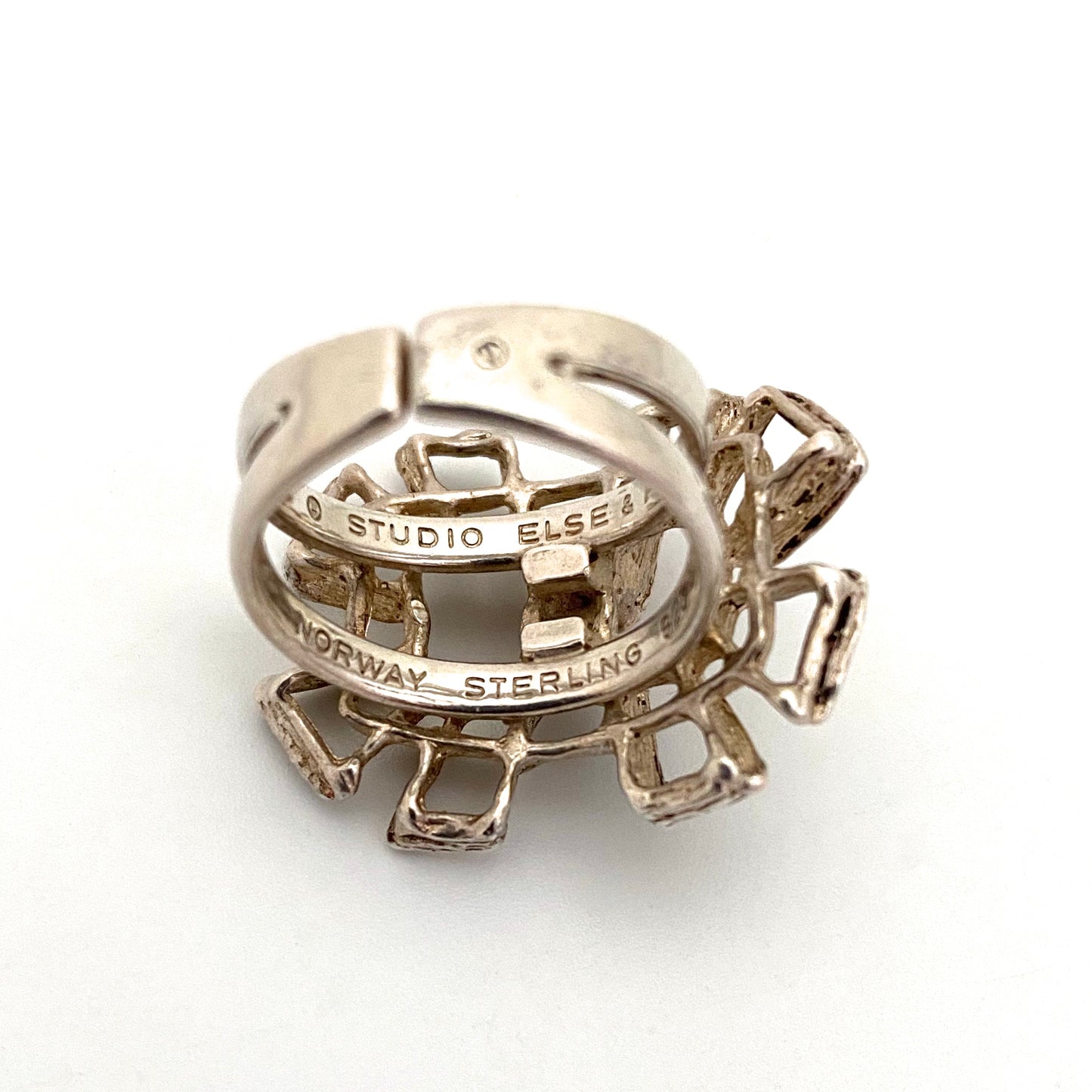 Studio Else & Paul vintage silver openwork large ring
