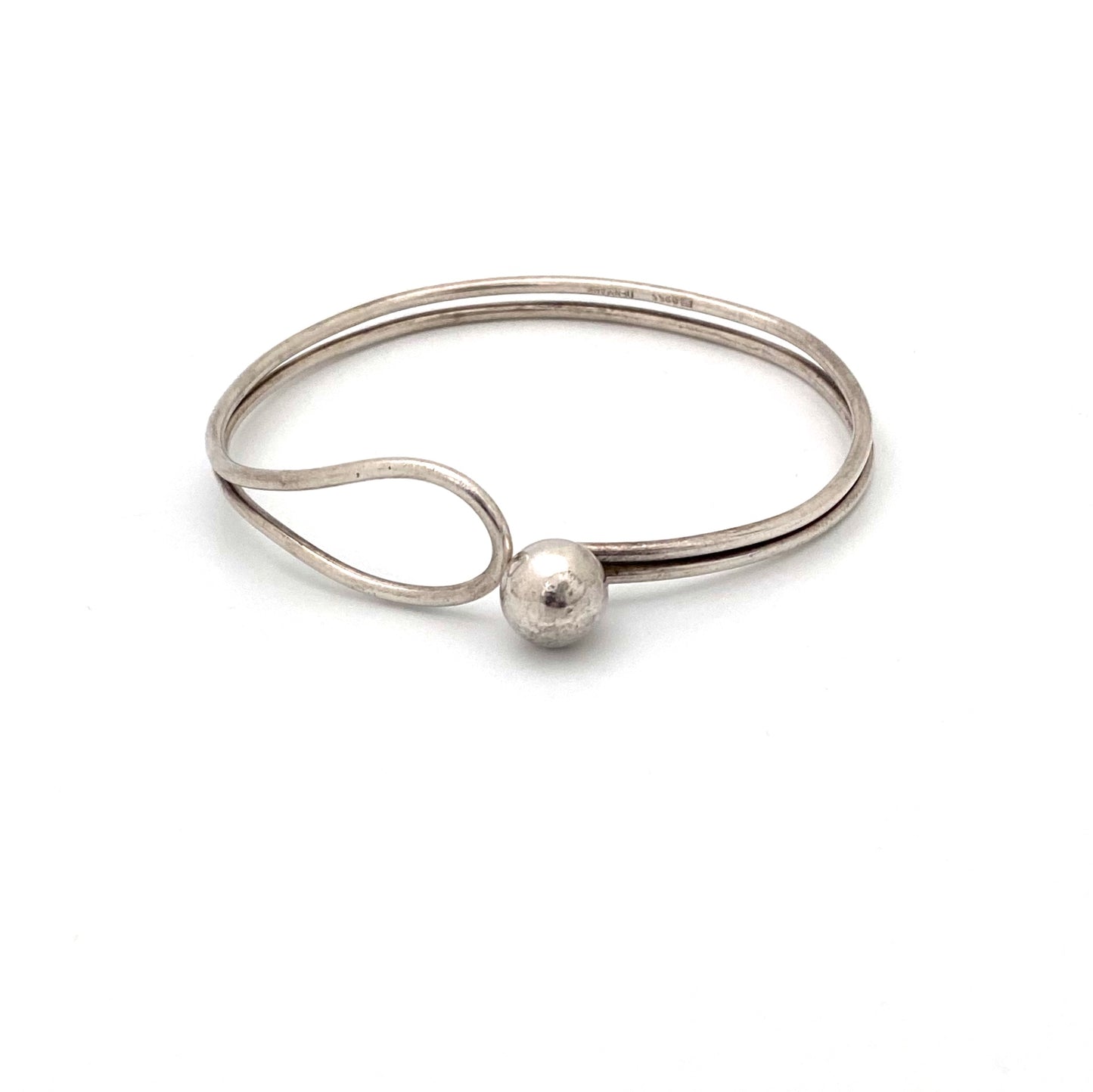 Henning Ulrichsen vintage silver bangle bracelet ~ loop & ball closure