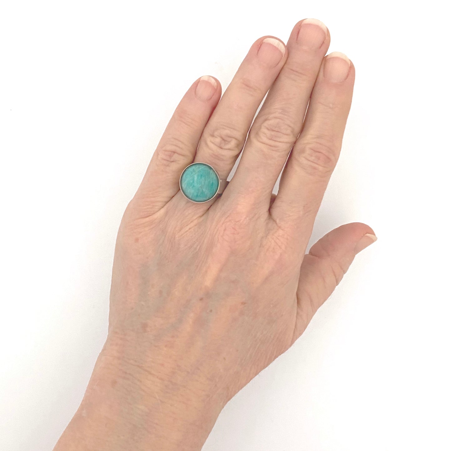 scale David-Andersen Norway vintage silver amazonite ring Scandinavian Modernist jewelry design