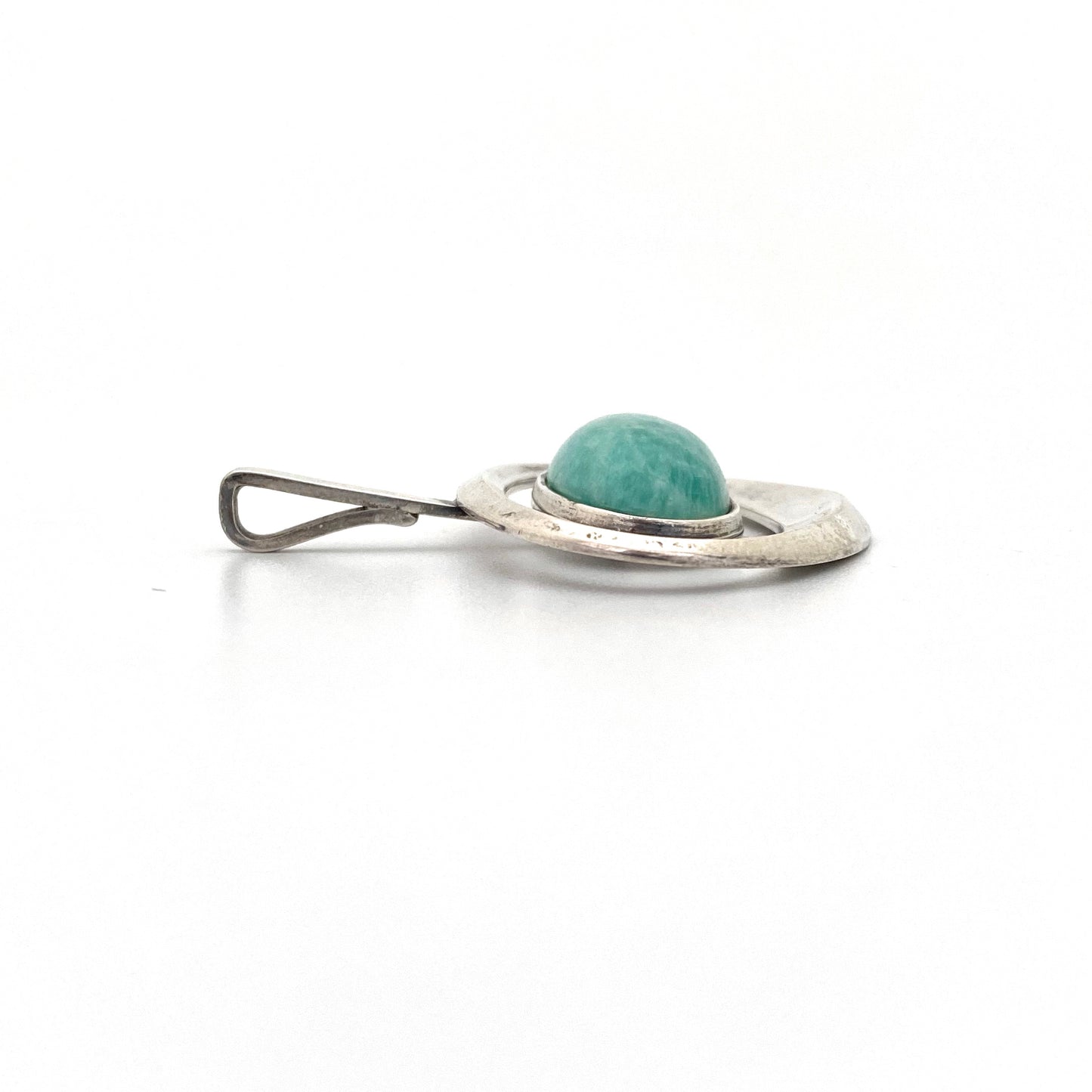 profile David-Andersen Norway vintage silver amazonite Mariannes Heart pendant Scandinavian Modernist jewelry design